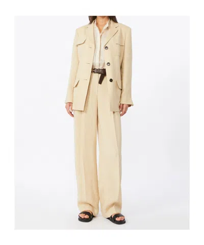 Max Mara Linen Single-breasted Suit Jacket In Neutral