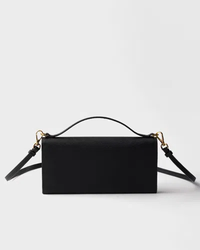 Prada Triangle-logo Top Handle Wallet In Black