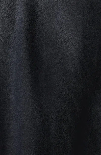 Bugatchi Zip Front Leather Bomber Jacket In Black