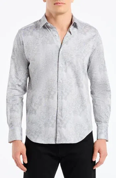 Robert Graham Lexington Floral Stretch Cotton Button-up Shirt In Gray