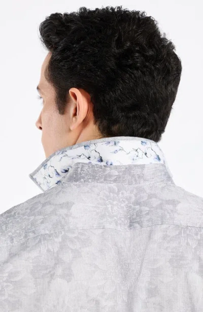 Robert Graham Lexington Floral Stretch Cotton Button-up Shirt In Gray
