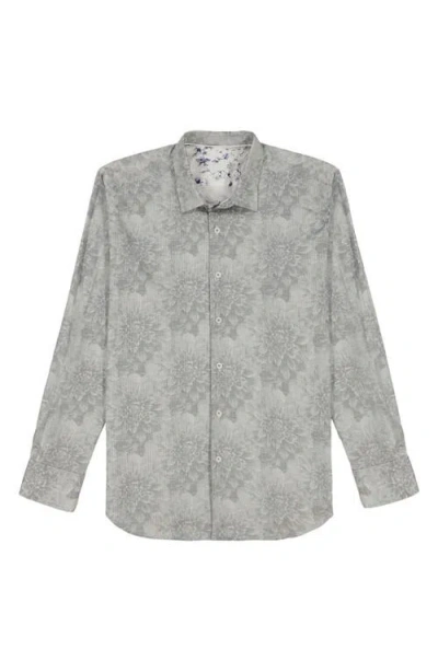 Robert Graham Lexington Floral Stretch Cotton Button-up Shirt In Gray