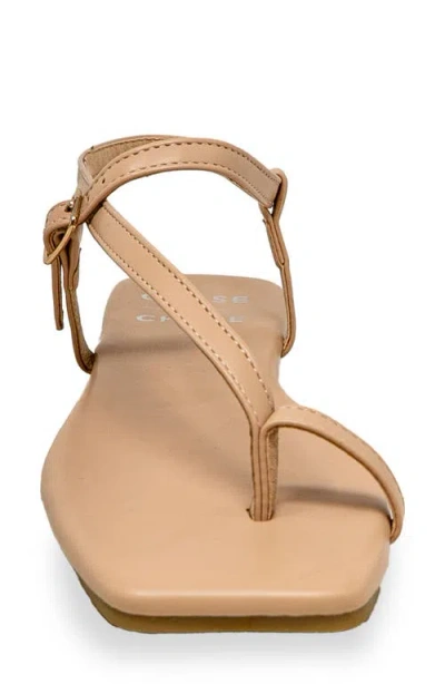 Chase & Chloe Chase And Chloe Toe Loop Sandal In Brown