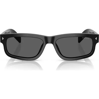 Prada 57mm Rectangular Sunglasses In Metallic