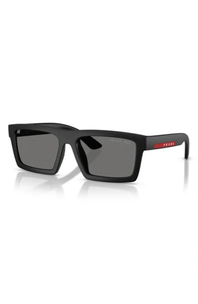 Prada Linea Rossa 58mm Polarized Rectangular Sunglasses In Pattern