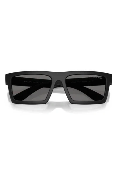 Prada Linea Rossa 58mm Polarized Rectangular Sunglasses In Pattern