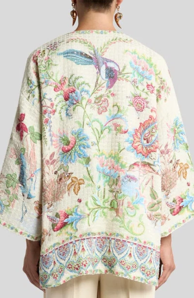 Etro Kesa Side Slit Cotton Blend Jacket In White