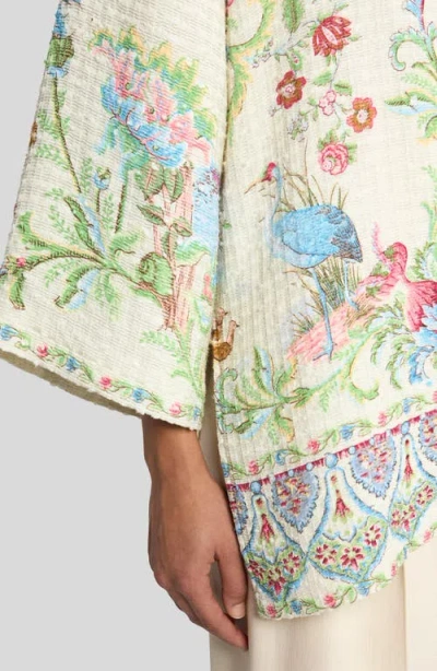 Etro Kesa Side Slit Cotton Blend Jacket In White
