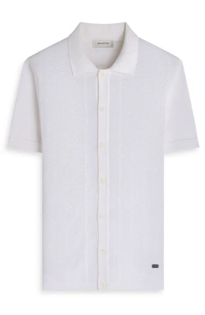 Bugatchi Short Sleeve Cardigan In White