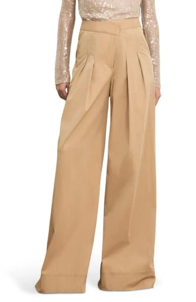 Veronica Beard Heron Pleated Wide Leg Pants In Brown