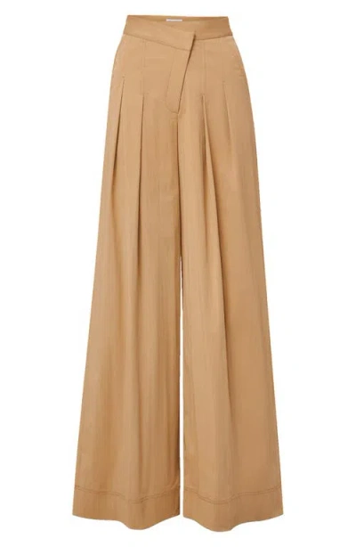 Veronica Beard Heron Pleated Wide Leg Pants In Brown