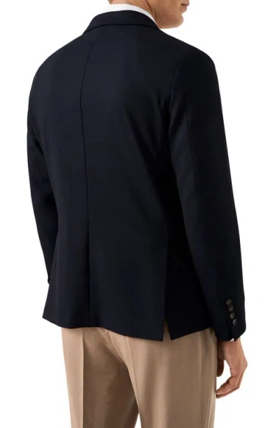 Eton Lana Tailored Fit Navy Tech Soft Wool Blazer In Blue