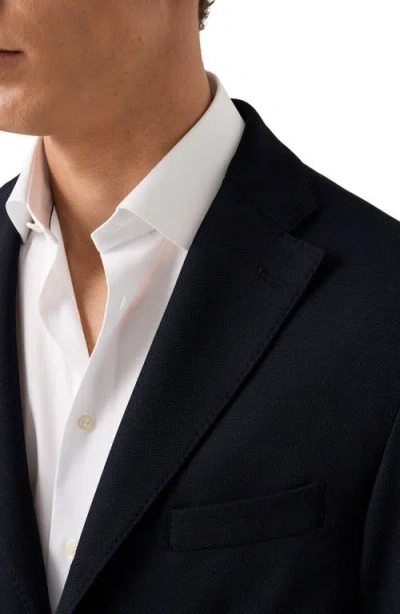 Eton Lana Tailored Fit Navy Tech Soft Wool Blazer In Blue