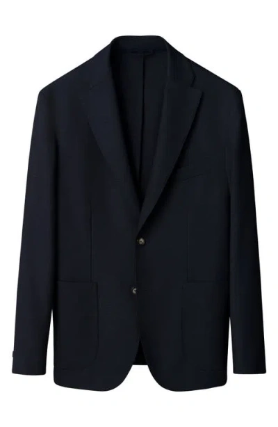 Eton Lana Tailored Fit Navy Tech Soft Wool Blazer In Blue