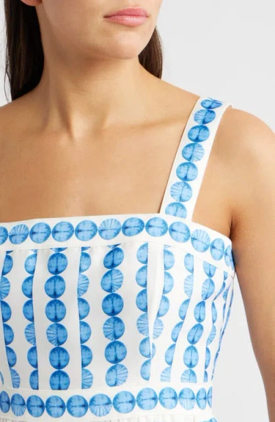 French Connection Dot Print Structured Taffeta Minidress In Blue