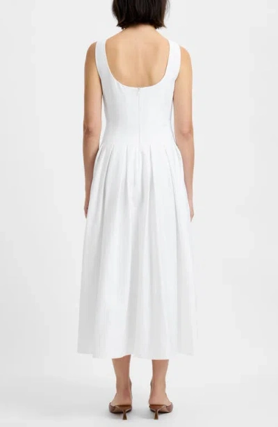 French Connection Pleated Sleeveless Sateen Midi Dress In White