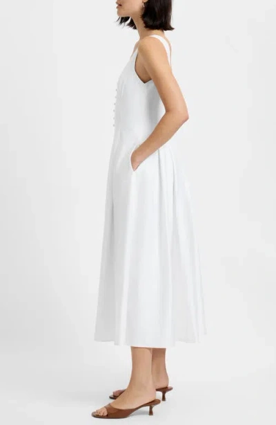 French Connection Pleated Sleeveless Sateen Midi Dress In White