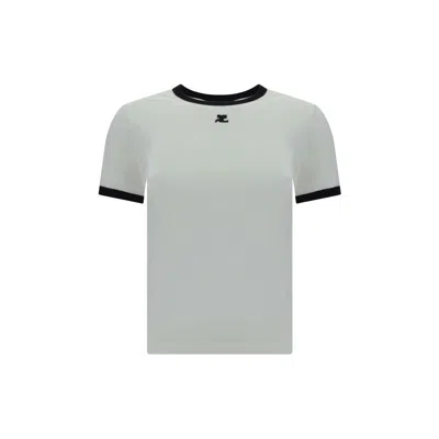 Courrèges Courreges Women Cotton T-shirt With Contrasting Profiles In White