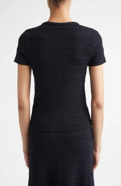 St John St. John Breton Stripe Wool Blend Sweater In Black