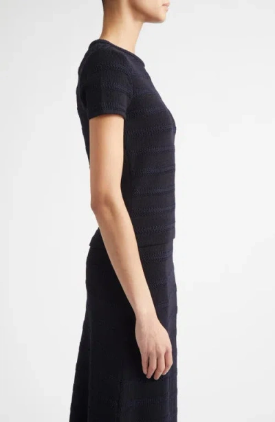 St John St. John Breton Stripe Wool Blend Sweater In Black