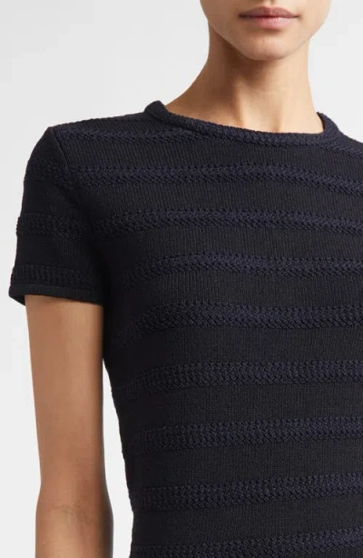 St John St. John Breton Stripe Wool Blend Sweater In Black