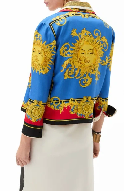 Versace Barocco Print Silk Twill Bowling Shirt In Multi