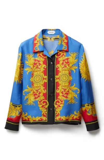 Versace Barocco Print Silk Twill Bowling Shirt In Multi