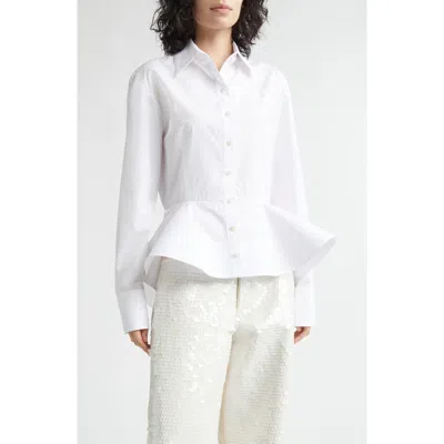 Stella Mccartney Womens Pure White Peplum-waist Tailored Cotton Shirt
