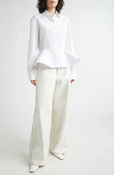 Stella Mccartney Womens Pure White Peplum-waist Tailored Cotton Shirt