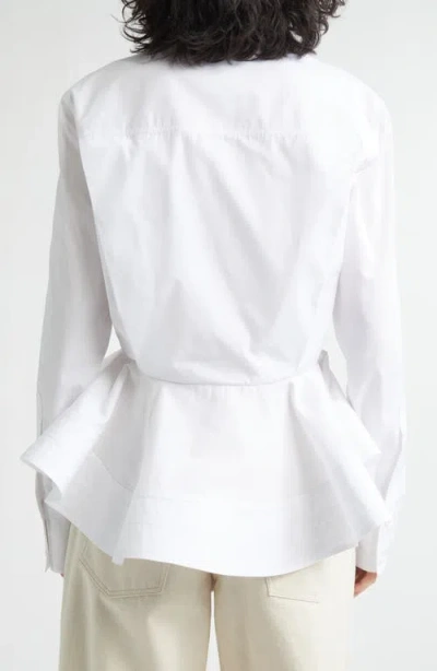 Stella Mccartney Womens Pure White Peplum-waist Tailored Cotton Shirt