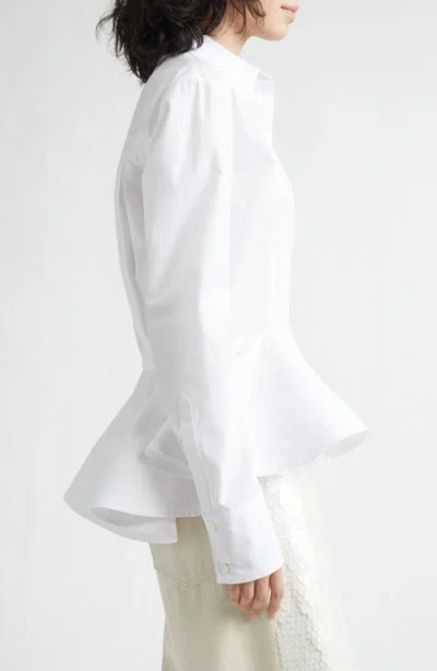 Stella Mccartney Womens Pure White Peplum-waist Tailored Cotton Shirt