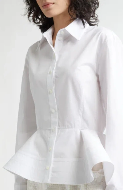 Stella Mccartney Womens Pure White Peplum-waist Tailored Cotton Shirt