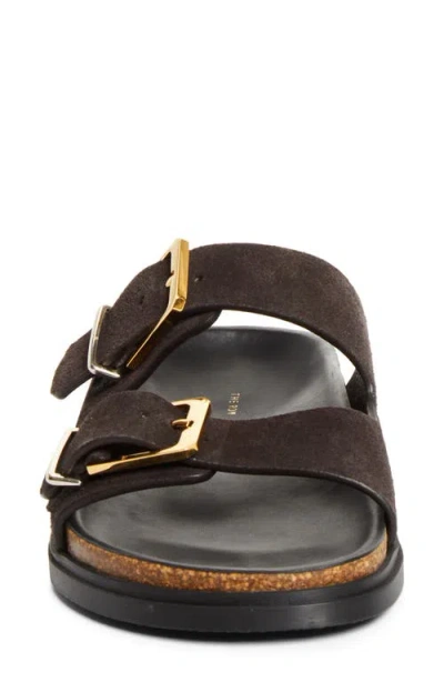 The Row Buckle Slide Sandals In Brown
