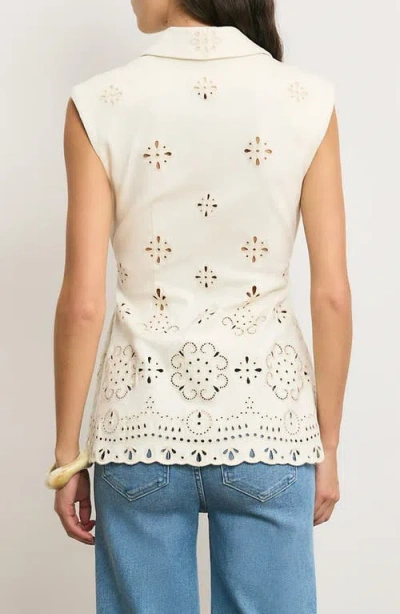 Veronica Beard Townes Eyelet Cotton Twill Vest In White
