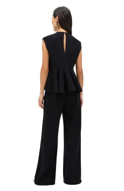 Another Tomorrow Double Face Godet Top In Black