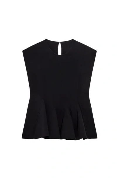 Another Tomorrow Double Face Godet Top In Black