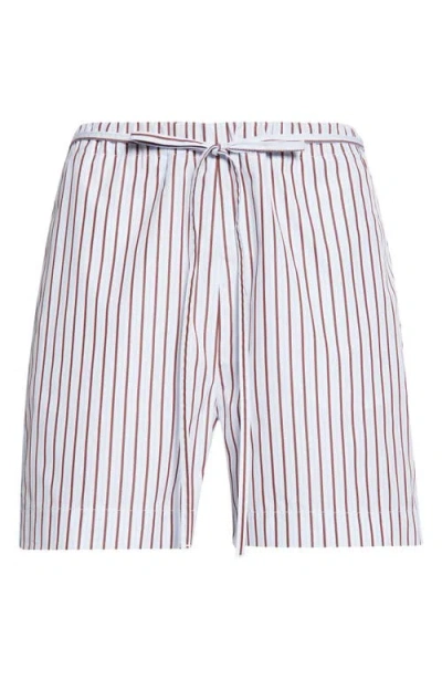 Loulou De Saison Relaxed Fit Shorts With Vertical Brown Stripes In Multi