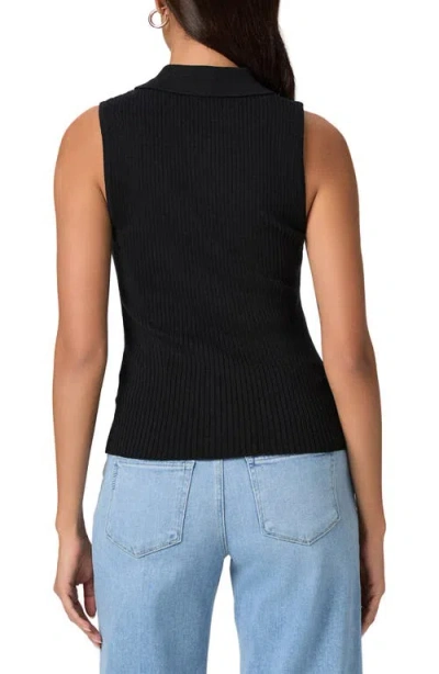 Paige Womens Black Vesta Polo-collar Ribbed Knitted Top