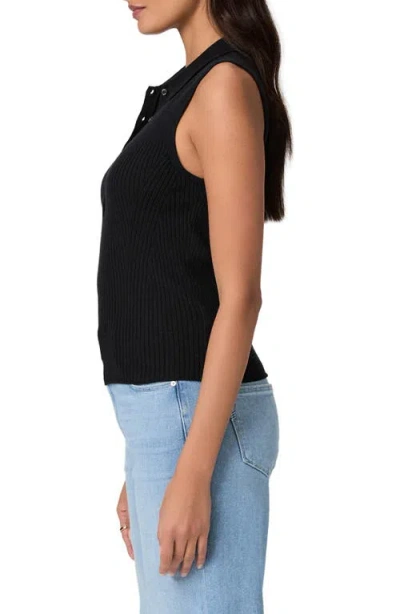Paige Womens Black Vesta Polo-collar Ribbed Knitted Top
