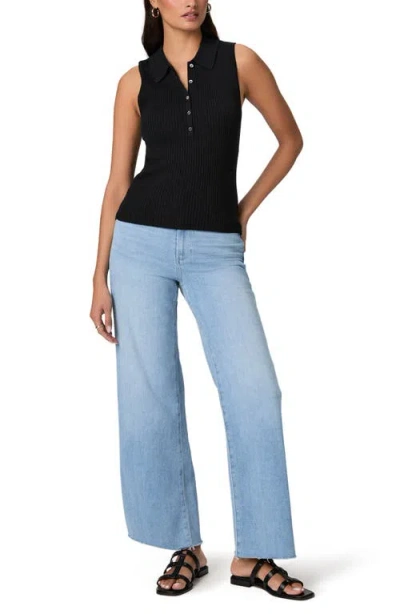 Paige Womens Black Vesta Polo-collar Ribbed Knitted Top