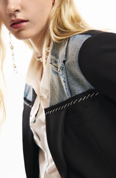 Desigual Mixed Media Blazer In Multi