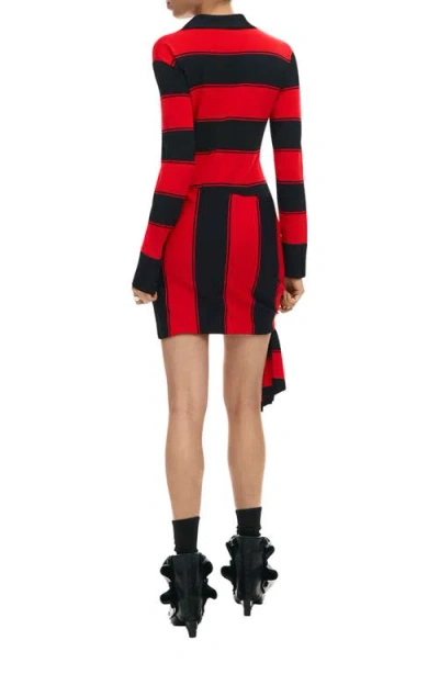 Desigual Stripe Side Drape Long Sleeve Minidress In Multi