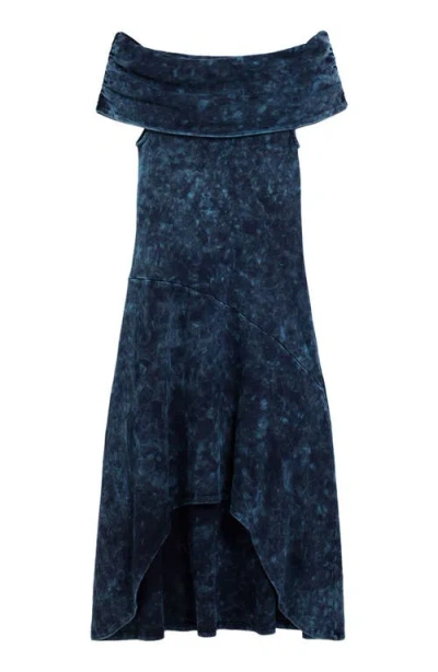 Desigual Off The Shoulder High-low Dress In Blue
