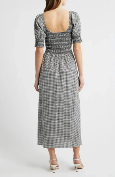 Hill House Home The Madeline Smocked Puff Sleeve Maxi Dress In Gray