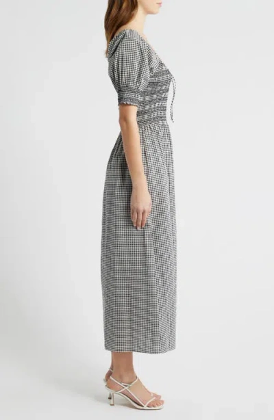 Hill House Home The Madeline Smocked Puff Sleeve Maxi Dress In Gray