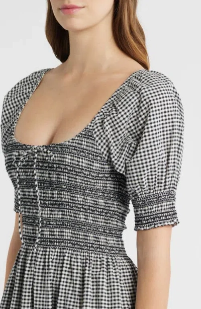Hill House Home The Madeline Smocked Puff Sleeve Maxi Dress In Gray