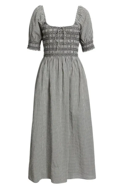 Hill House Home The Madeline Smocked Puff Sleeve Maxi Dress In Gray