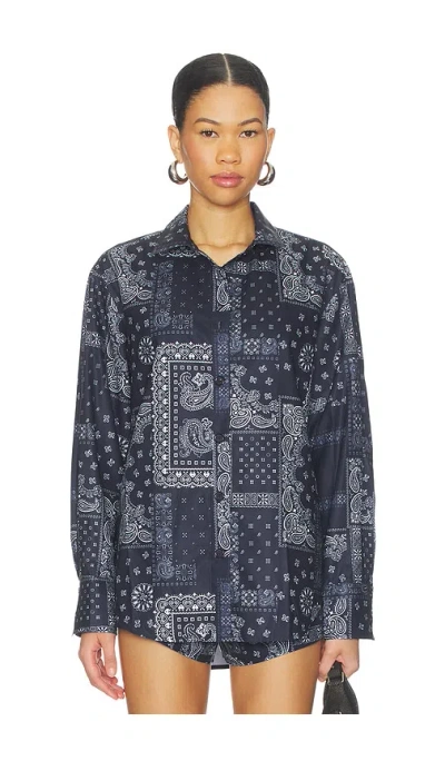 Superdown Pridget Oversized Button Down In Blue