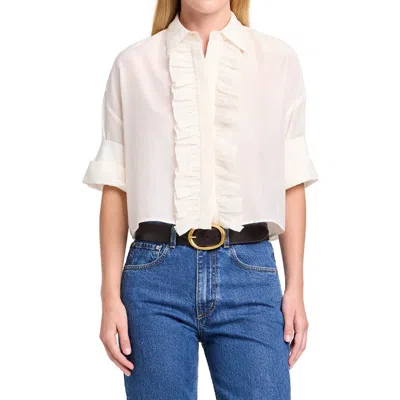 Twp Next Ex Ruffle Button Down Top Ivory In White