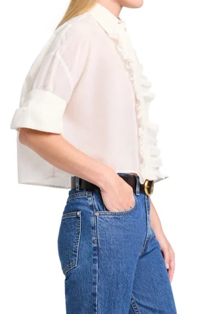 Twp Next Ex Ruffle Button Down Top Ivory In White